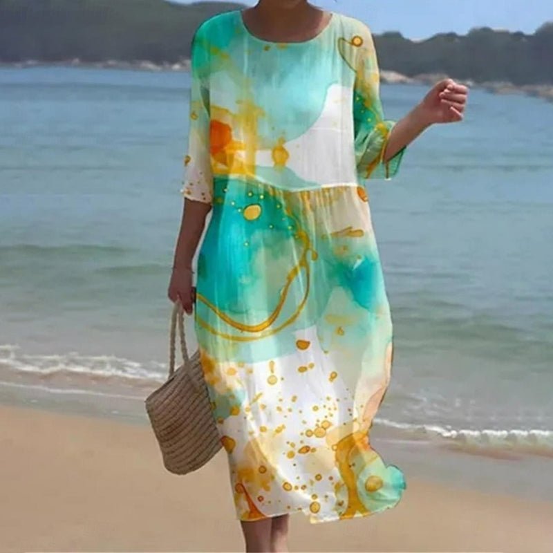 Rowena™ Elegant Tummy-Covering Floral Dress