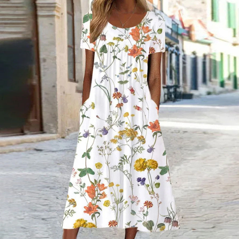 Isabella - Boho Floral Dress with Tummy Coverage