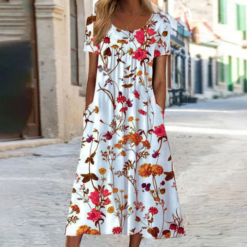 Isabella - Boho Floral Dress with Tummy Coverage