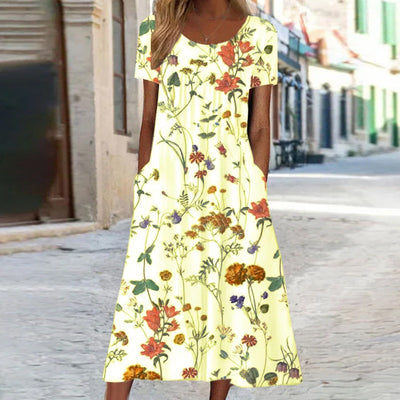 Isabella - Boho Floral Dress with Tummy Coverage