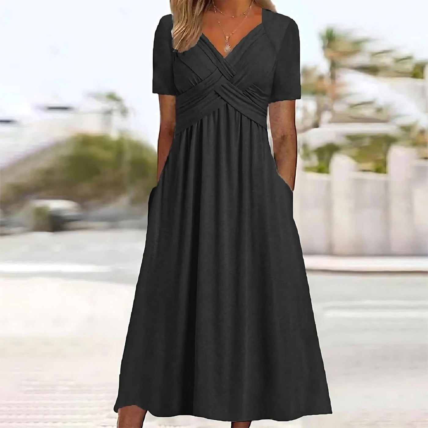 Jamaica – Elegant Midi Dress with Tummy Control