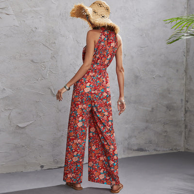 VIOLA - Floral Halter Neck Wide-Leg Jumpsuit