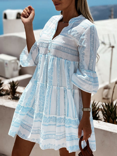 Inna Ibiza Ruffle Dress | Delightfully airy Boho dress with a cheerful pattern